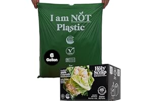 HOLY SCRAP! Medium Compostable Drawstring Trash Bags - 6-8 Gallon, 45 Pack | Plastic-Free Kitchen & Bathroom Garbage Bags with Drawstring Handles | Thick Bin Bag Liners for Green & Food Waste