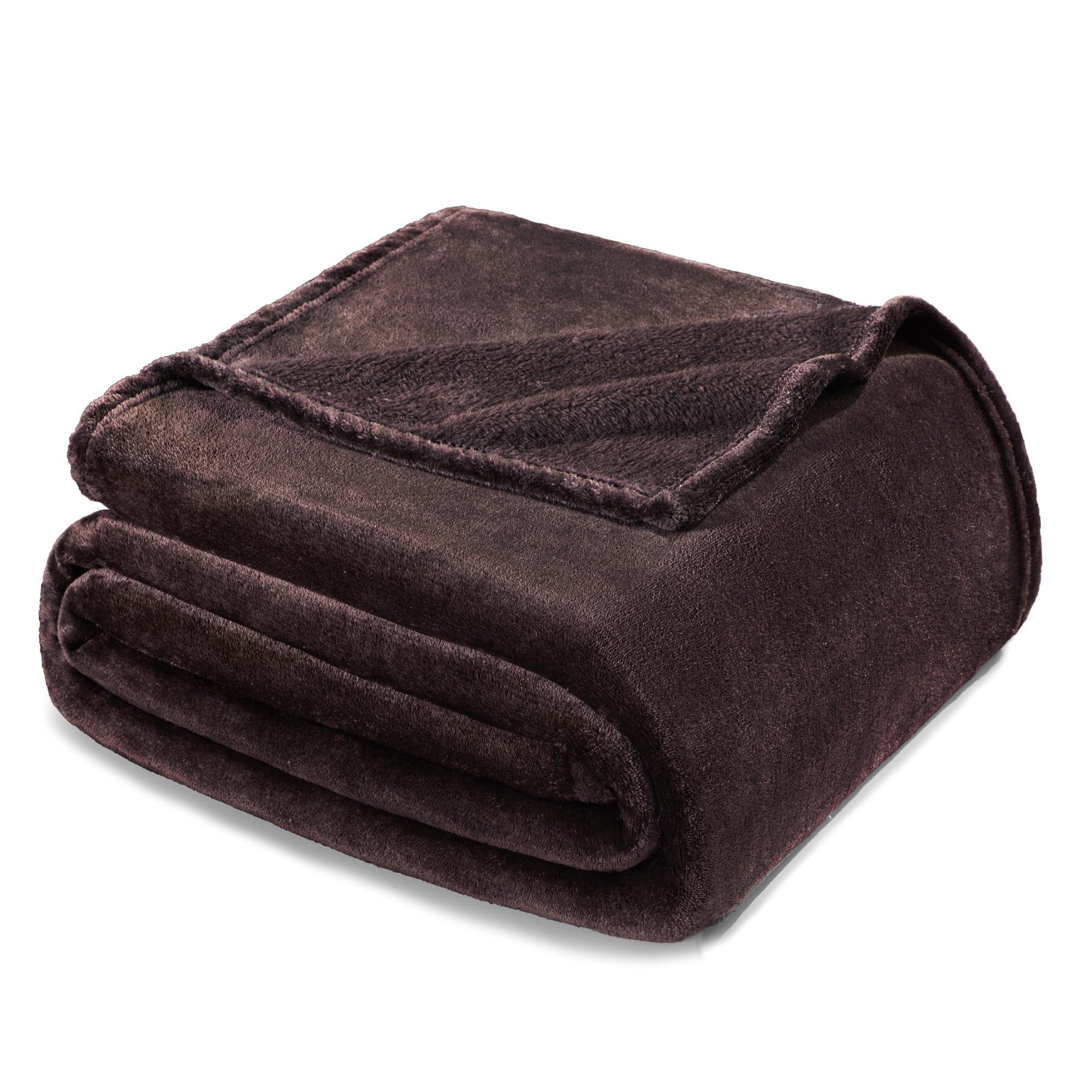Exclusivo Mezcla Fleece Blanket Double Size for Bed, Super Soft and Warm, All Season Use, Cozy, Plush, Lightweight, 230x168 CM, Coffee