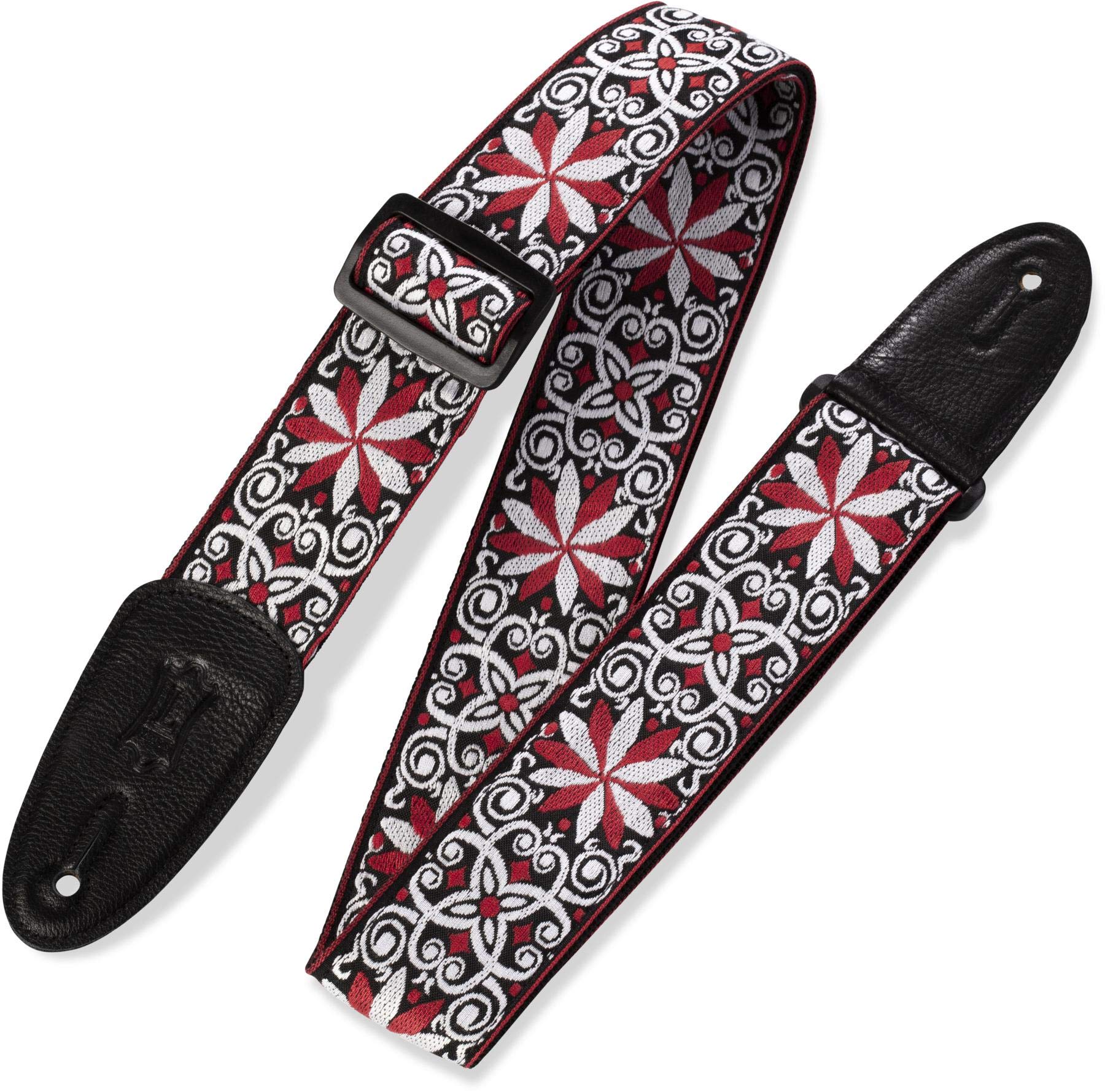 Levy's M8HT-12 2 inch Style 12 60's Style Hootenanny Jacquard Weave Guitar Straps with Leather Back