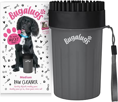 BUGALUGS Dog Paw Cleaner Medium Black 360° Silicone Bristles