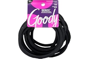 Goody Ouchless XL & Extra Thick Hair Elastics - Black Hair Ties for Women, No Damage, Strong Hold for Thick Hair, Curly or Textured Styles - 10 Count, Gentle & Secure Ponytail Holders