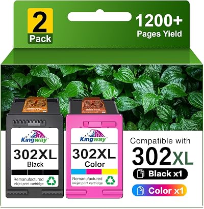 KINGWAY 302XL Ink Cartridges Combo Pack 2-Pack Remanufactured Black Colour