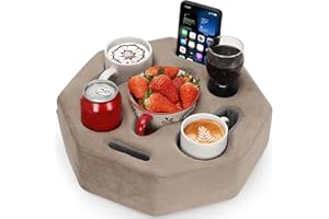 TWENTYNEXT Couch Cup Holder Pillow, Octagon Caddy for Coffee, Phone, Remote - Drink Holder Tray for Bed, Car, Sofa, Table