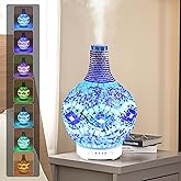 Mosaic Glass Essential Oil Diffuser,Tiffany Aromatherapy Diffuser 100ml Turkish Moroccan Color Changing Aroma Ultrasonic Diffusers Cool Mist Air Diffuser for Sleeping SPA Office Home