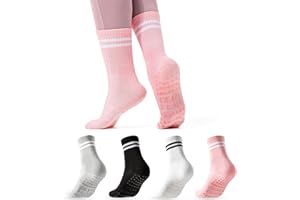 COOLMATE GLOBAL COOLMATE Pilates Socks with Grips for Women, Yoga Socks, Crew Non Slip Women for Workout, Barre, Pilates Gifts