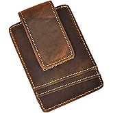 Le'aokuu Genuine Leather Magnet Money Clip Credit Card Case Holder Slim Wallet