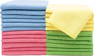 ZOLLNER 24er Set Microfasertuch Putztuch, Größe ca. 32x32 cm, gemischt (rot, grün, gelb und blau)