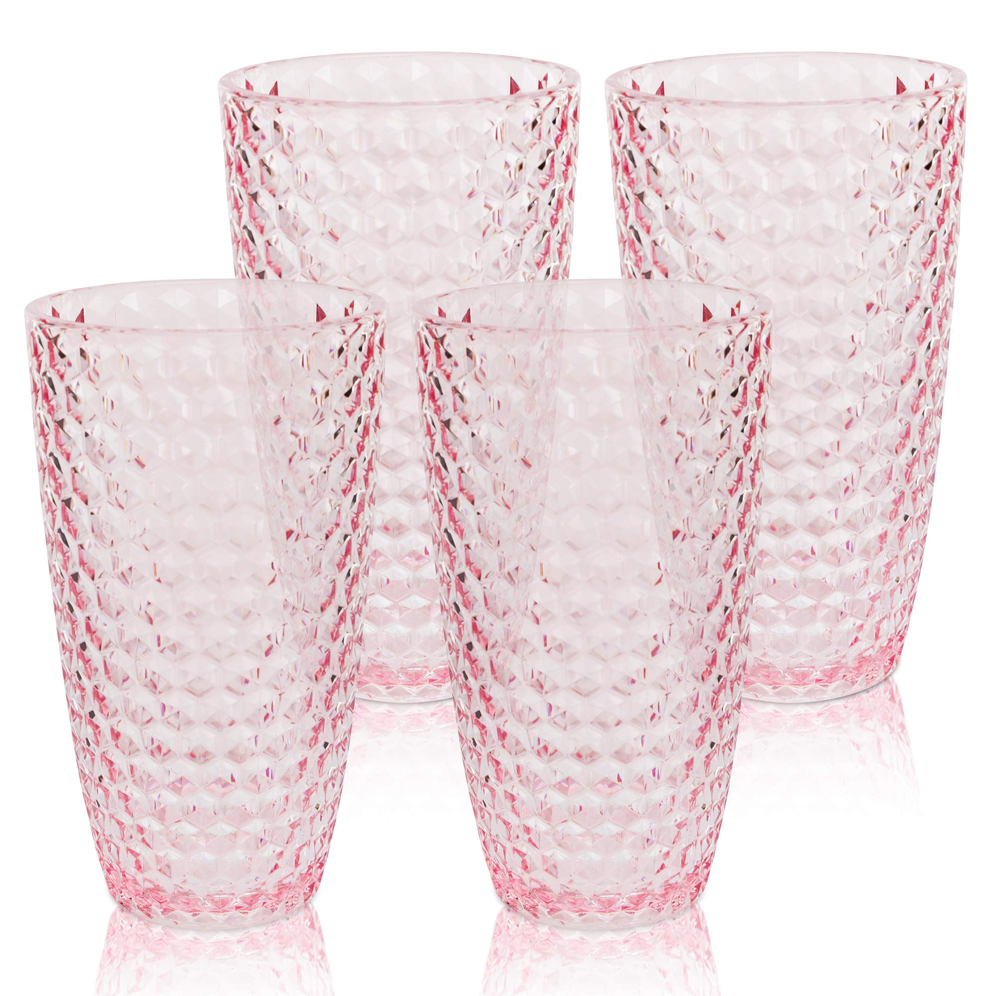 BELLAFORTE Shatterproof Tritan Plastic Tall Tumbler, Set of 4, 19oz - Laguna Beach Drinking Glasses - Unbreakable Tritan Drinking Glasses for Parties - BPA Free - Pink — image 1