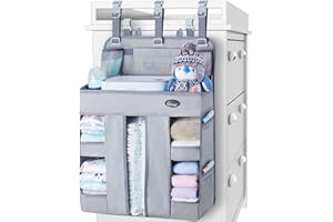 HHZ XL Hanging Diaper Caddy Organizer –Sturdy and Durable Baby Organizer – Diaper Stacker for Changing Table, Crib, Playard or Wall & Nursery Organization – Newborn Baby Essentials
