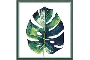 Svarog Stamped Cross Stitch Kits Beginners Full Range of Embroidery Patterns Starter Kits for Adult or Kids DIY Cross Stitches Needlepoint Kits 14CT-Green Plant（4） 12.2x12.6 inch