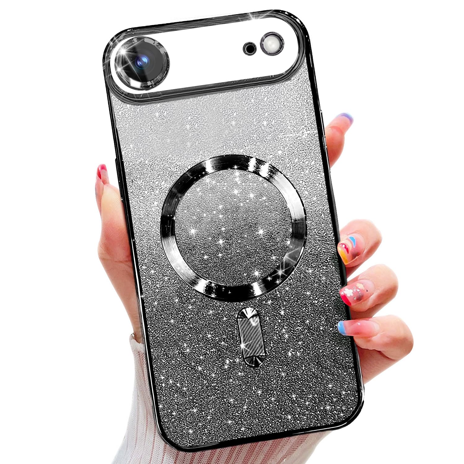 Misscase for iPhone Air Case Compatible with MagSafe,Built-in Camera Lens Protector Full Protection Soft TPU Anti-Scratch Magnetic Glitter Slim Case Cover for iPhone 17 Air 6.5 inch Black