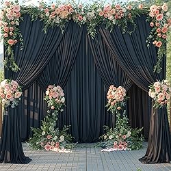 6 Panels Black Backdrop Curtains for Wedding Party