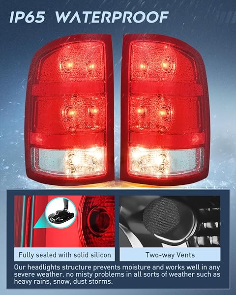 NILIGHT TAILLIGHT ASSEMBLY COMPATIBLE WITH 2007 2008 2009 2010 2011 2012 2013 GMC SIERRA 1500 2500HD 3500HD REAR LAMP REPLACEMENT OE STYLE DRIVER AND PASSENGER SIDE