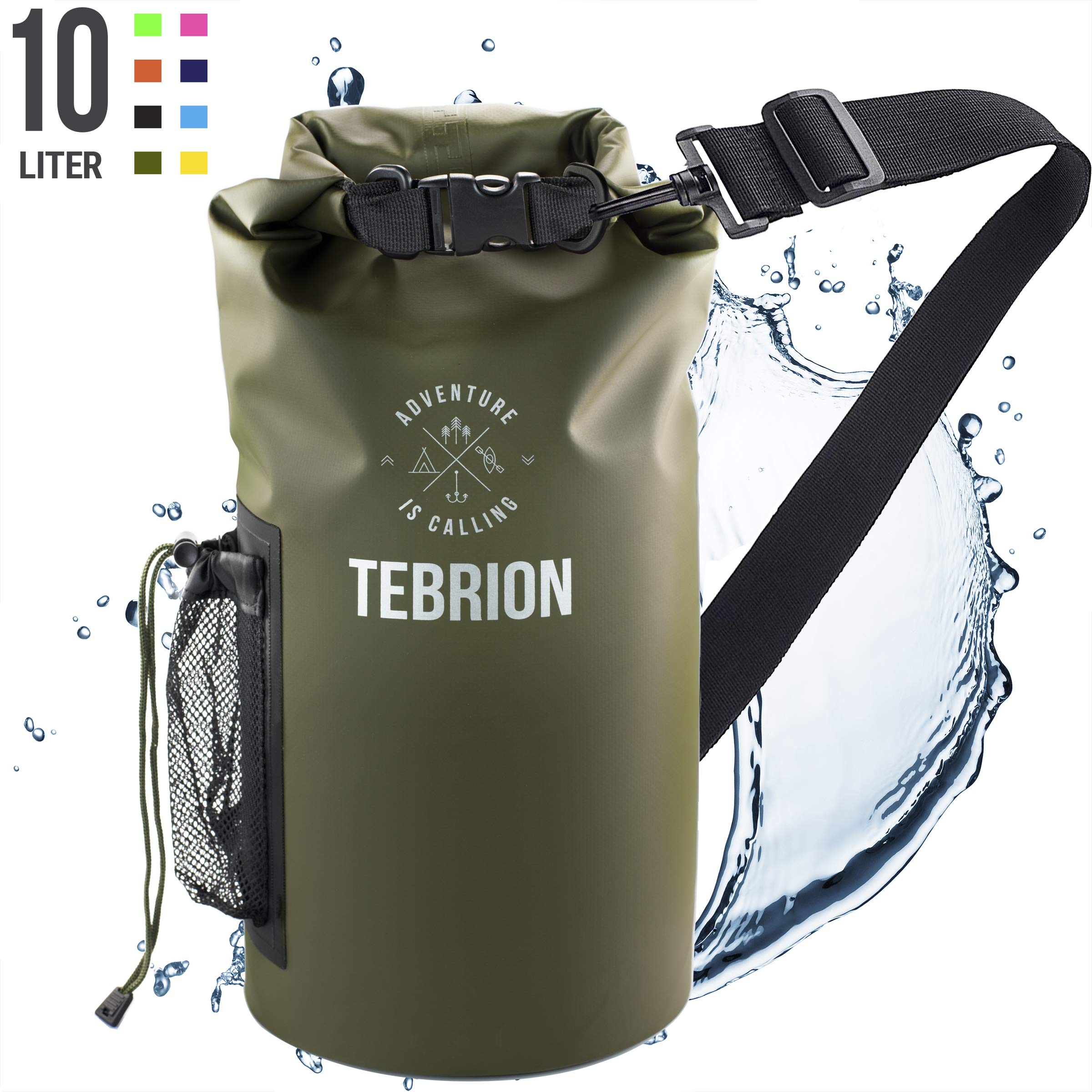 TEBRION 10L / 10L + 20L Premium 100% Waterproof Dry Bag Thick & Lightweight - Roll Top Sack Keep Gear Dry and Safe Perfect for Kayaking, Rafting, Boating, Surfing - Various Colors & High Value Sets!