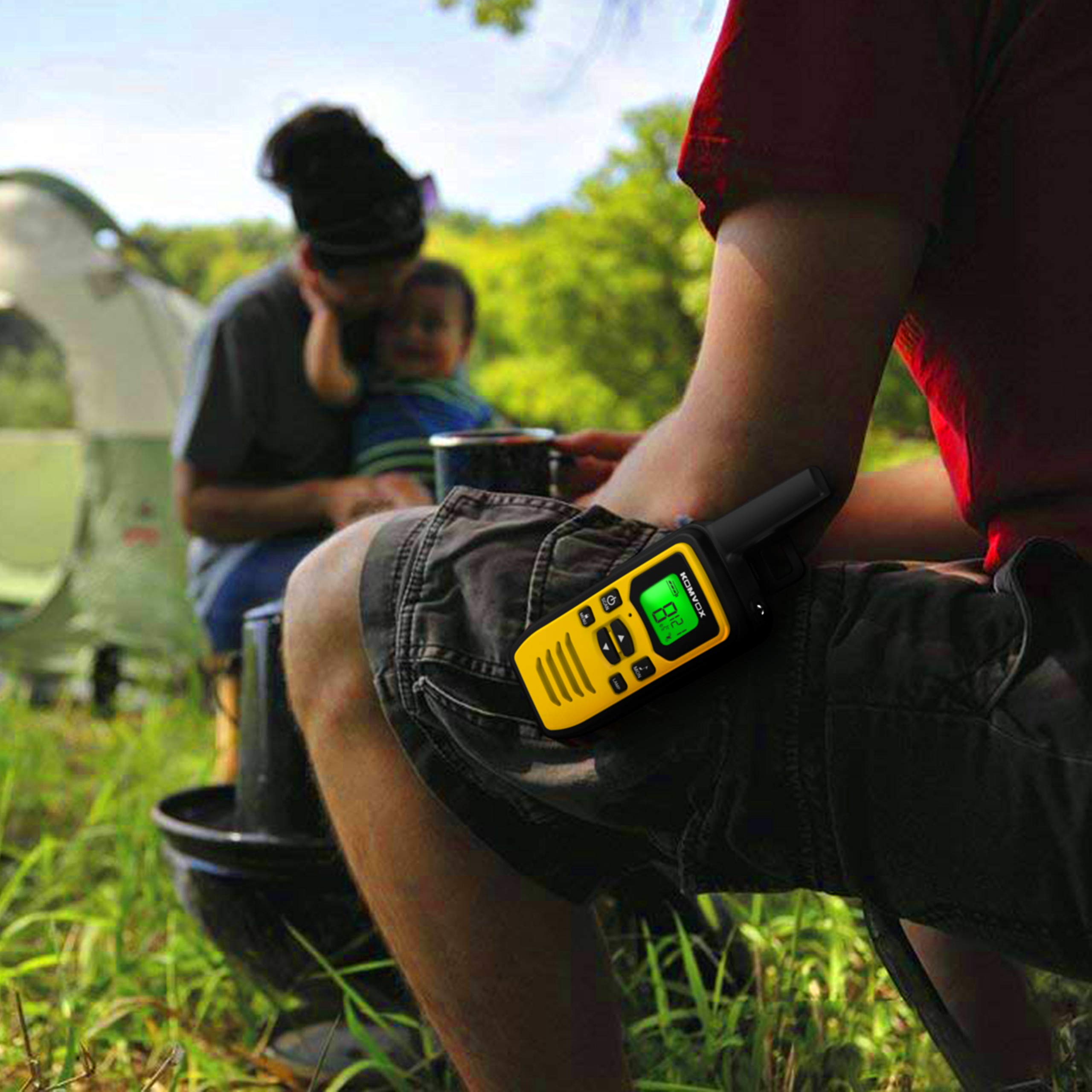 Professional Rechargeable Walkie Talkies Long Range for Adults Two Way Radio 22 Channels VOX Scan LCD Display with LED Flashlight Ideal for Field Survival Biking and Hiking Camping Travel Excursion