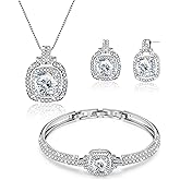 Menton Ezil Celestial Whispers Crystal Jewelry Sets For Women Bracelet Necklace and Earrings Sets Idea Gift for Wife Girlfriend or Mothers