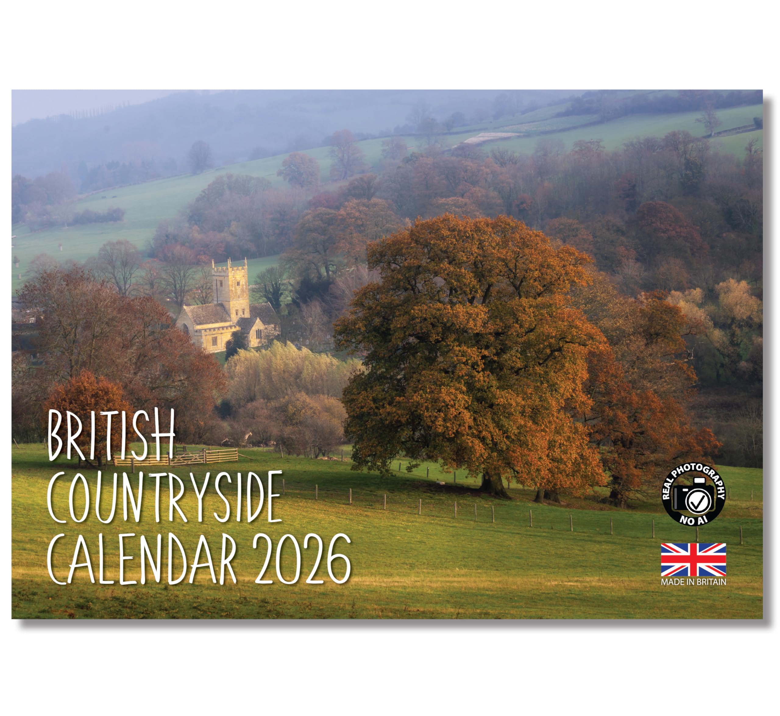 2026 A4 British Countryside Calendar. One Month to View. A3 when open. Wall Calendar by Absolutely Yours