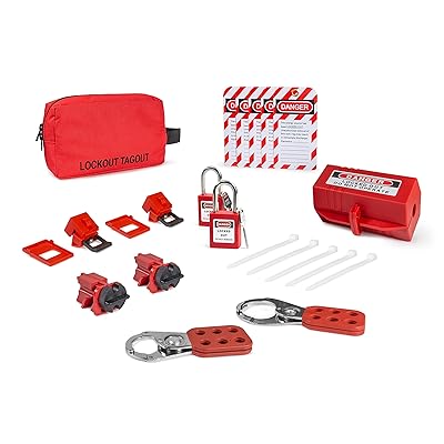 Electrical Lockout TAGOUT KIT w/Hasps, Clamp On Breaker Lockouts, Universal Multipole Breaker Lockouts, Loto Tags, Plug Lockout, Lockout Tagout Safety Padlocks | OSHA Compliance for Lock Out tag Out