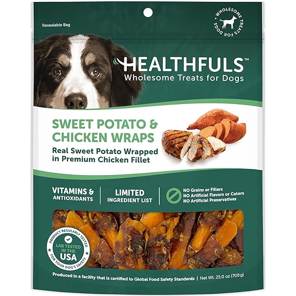 HEALTHFULS CHICKEN WRAPPED SWEET POTATO DOG TREATS, 16OZ