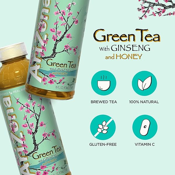 ARIZONA GREEN TEA WITH GINSENG AND HONEY – 16 FL OZ (PACK OF 12)