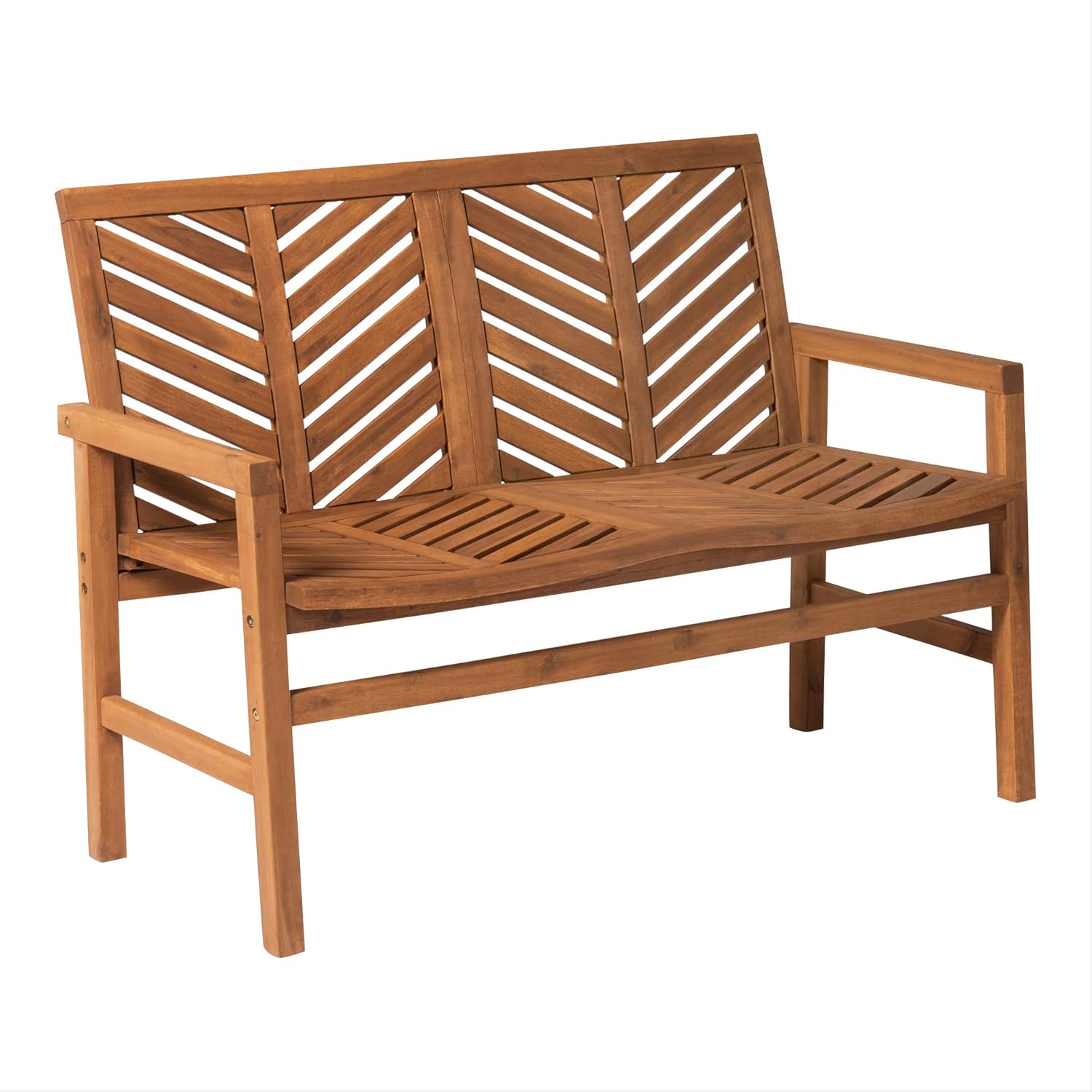 Walker Edison AZW3LSGVINBR Outdoor Wood Chevron Patio Furniture Set Loveseat Coffee Table All Weather Backyard Conversation Garden Poolside Balcony, Brown : Garden & Outdoor
