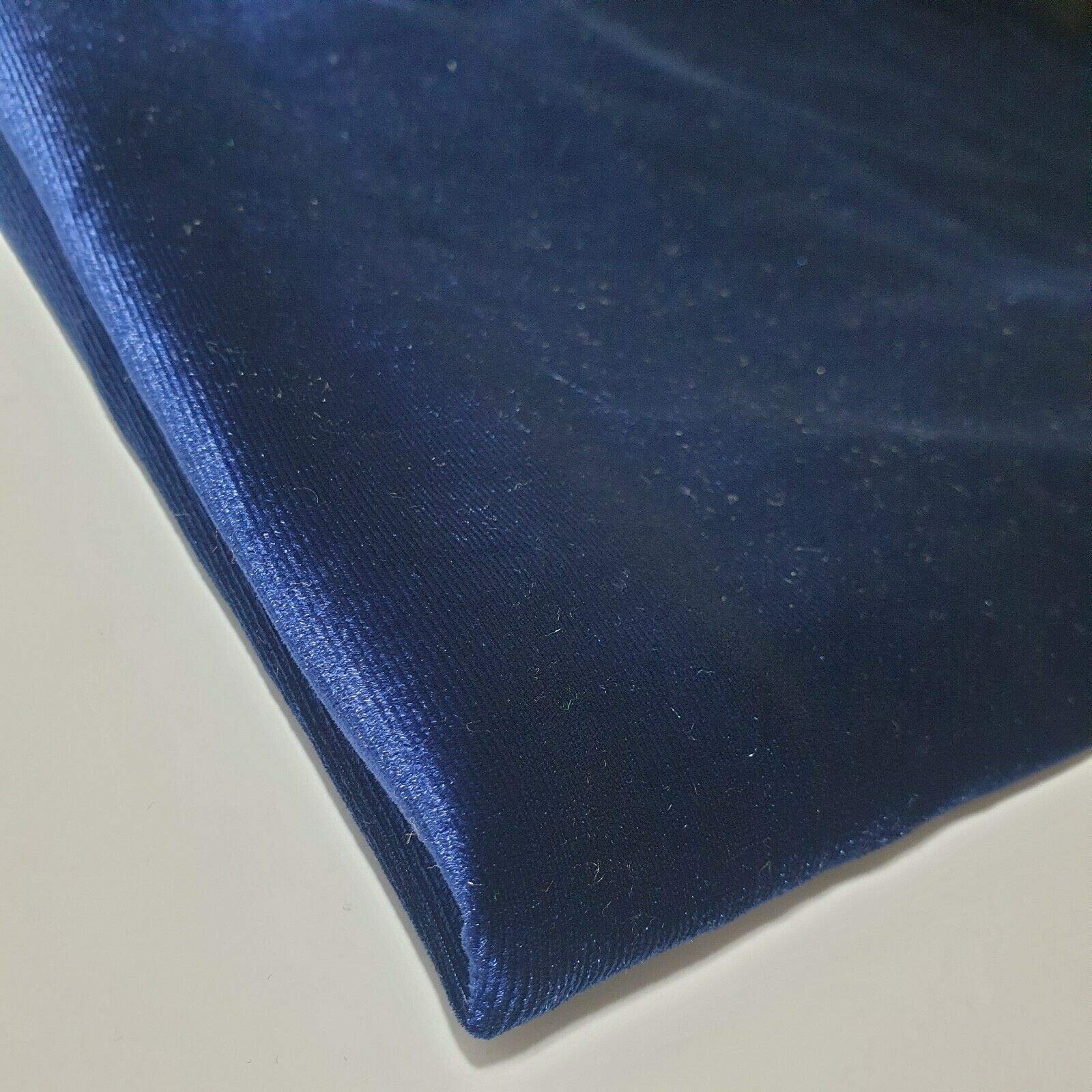 Luxurious Plain & Printed Soft Stretch Velvet Fabric – Premium Dressmaking, Upholstery & Home Décor Material | 58" (150cm) Wide | Sold in Pre-Cut Lengths (Navy Blue, 1 Meter)