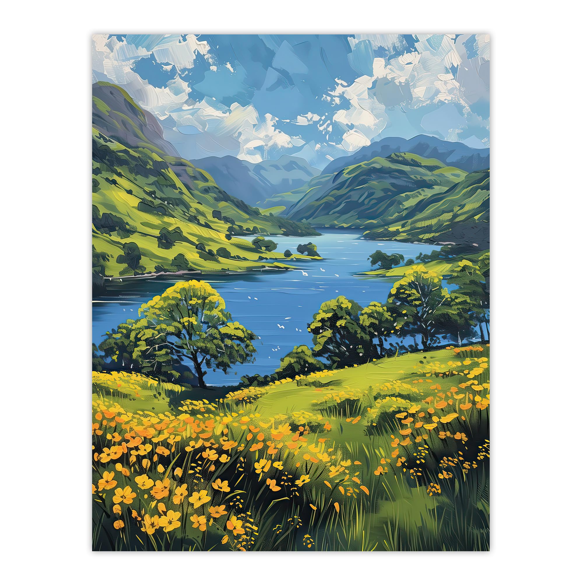 Artery8 Lake District Landscape Painting Helvellyn View Living Room Extra Large XL Wall Art Poster Print