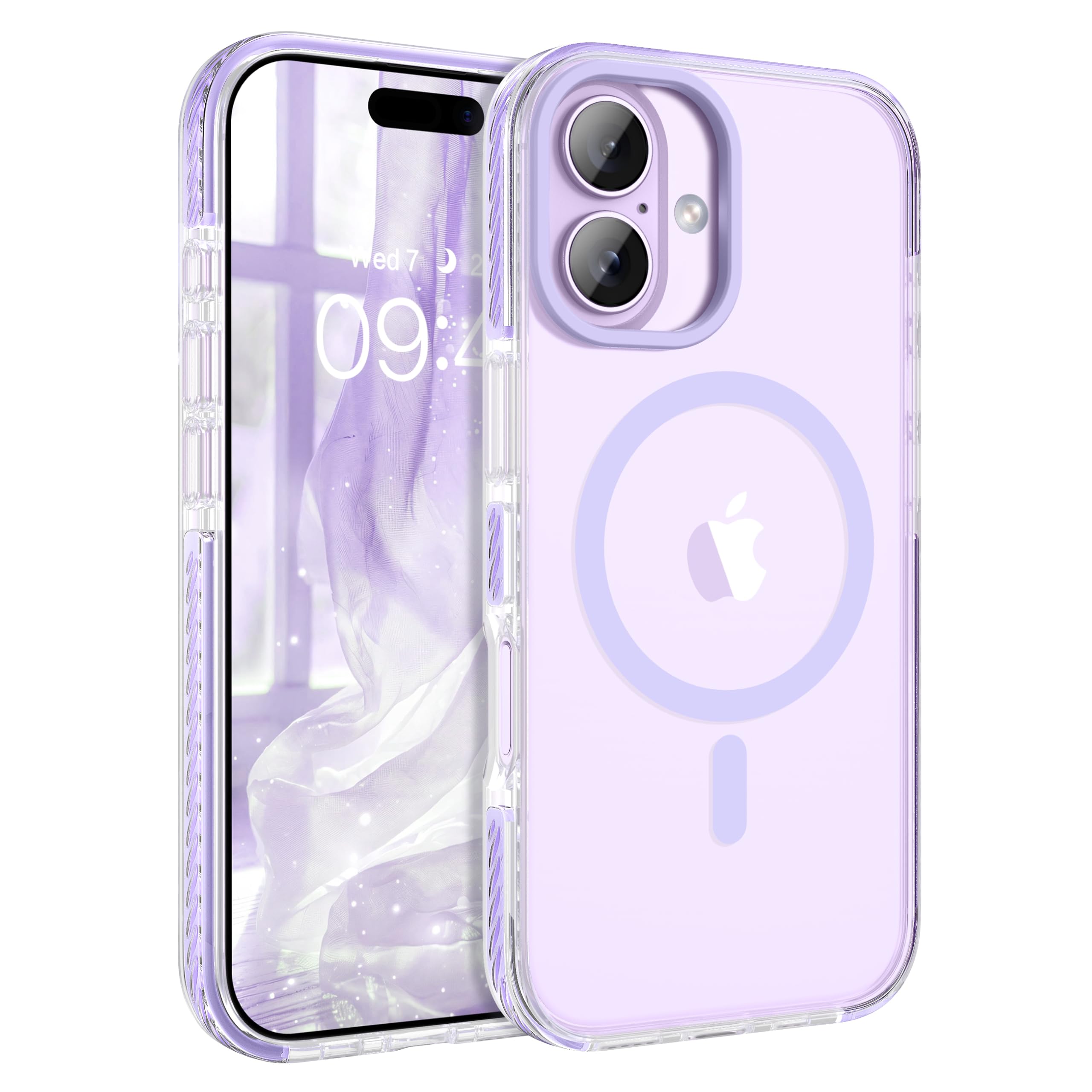 BENTOBEN Magnetic for iPhone 17 6.3" Case, Compatible with Magsafe Military Shockproof Protective Bumper Cute Transparent Slim Anti-Yellowing Women Girl Men Phone Case for iPhone 17 Cover,Clear Purple