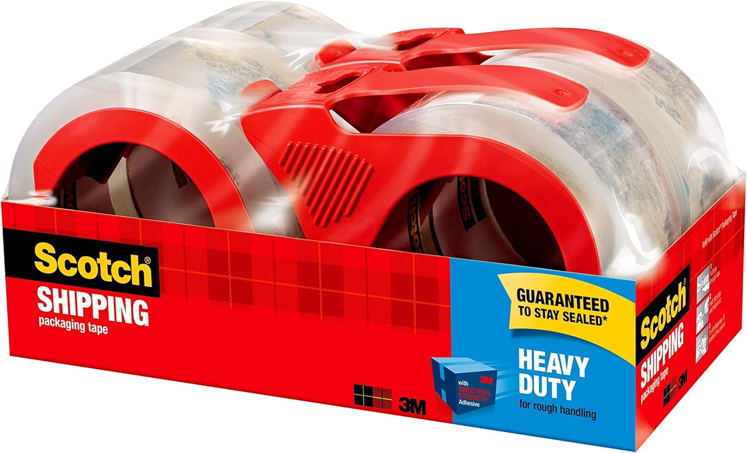 Scotch Heavy Duty Shipping Packaging Tape, 1.88" x 54.6 Yards, 3" Core, Clear, Great for Packing, Shipping & Moving, 4 Rolls, Dispensered (3850-4RD) : Scotch High Performance Packaging Tape W Dispenser : Office Products