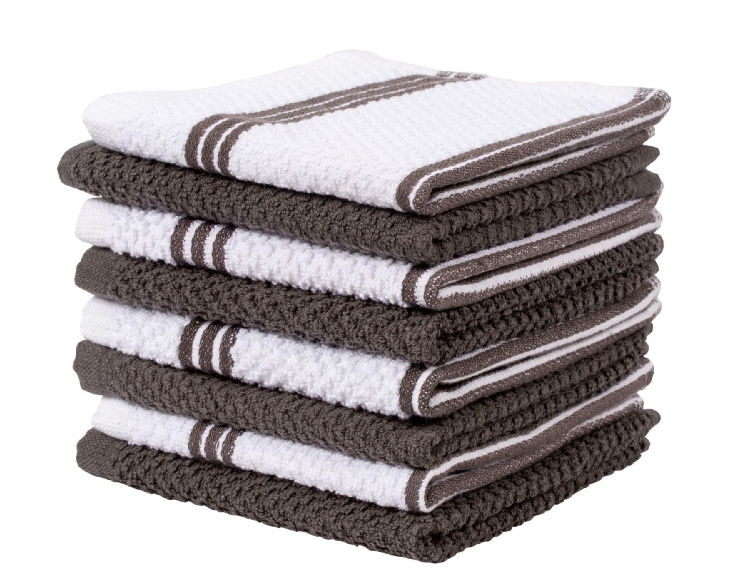 Living Fashions 8 Pack Dish Cloths for Washing Dishes - 100% Cotton Absorbent Dish Towels Size 12" x 12" - Perfect Rags for Washing Dishes - Kitchen Rags and Washcloths for Dishes (Dark Brown)