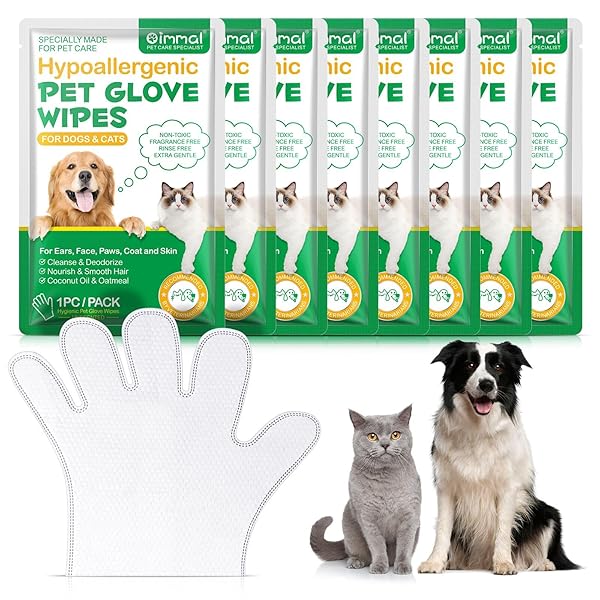 CLEANING GLOVES FOR DOG AND CATS,8PCS,CLEANER WIPES FUR PET FOR EARS, FACE, PAWS, COAT AND SKIN,NOURISH FUR COCONUT OIL GROOMING CLEANER WIPES PET BATHING GLOVES WIPES FOR DAILY CARE AND TRAVELING
