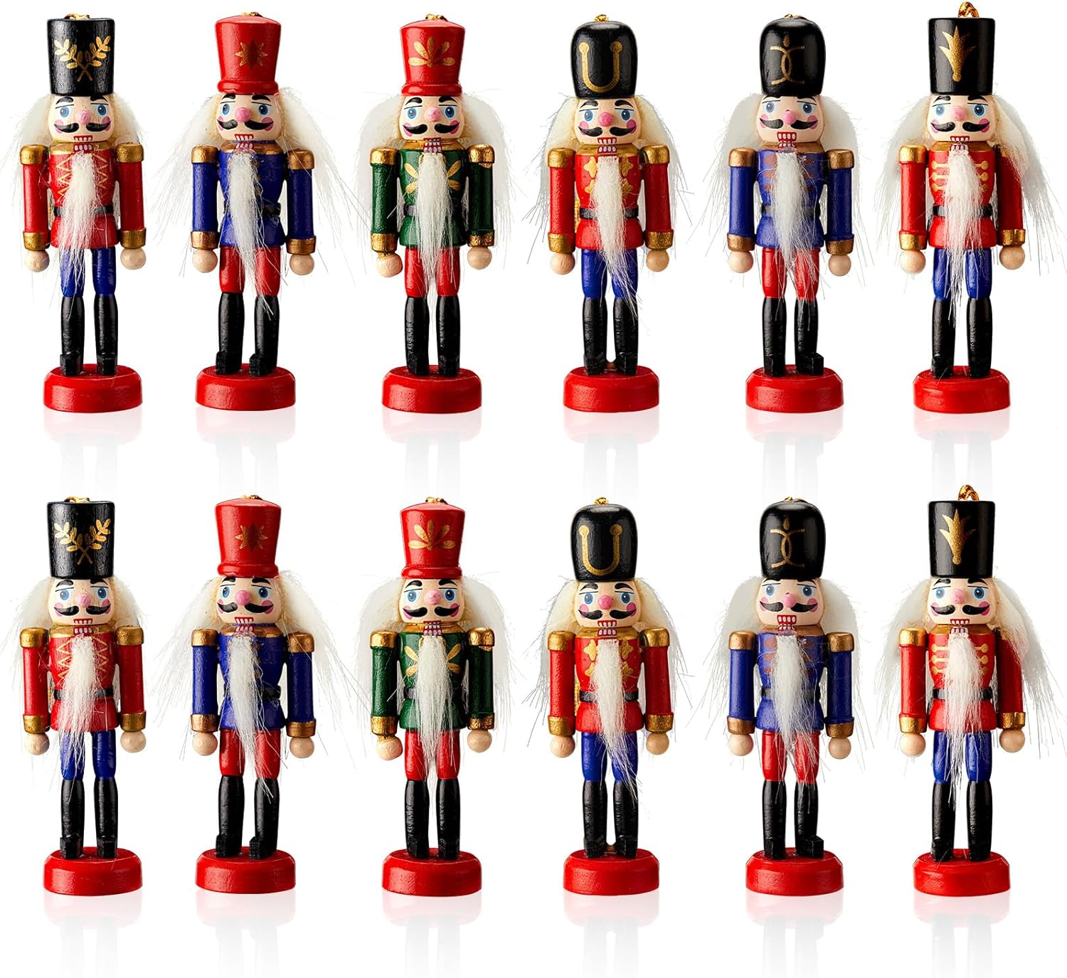 Nutcrackers - 12 Pcs Christmas Nutcracker Ornament Small Wooden Nutcracker Soldier Hanging Decorations Nutcracker Figure Christmas Ornament for Xmas Figure Decoration Tree Figure Puppet Toy Present