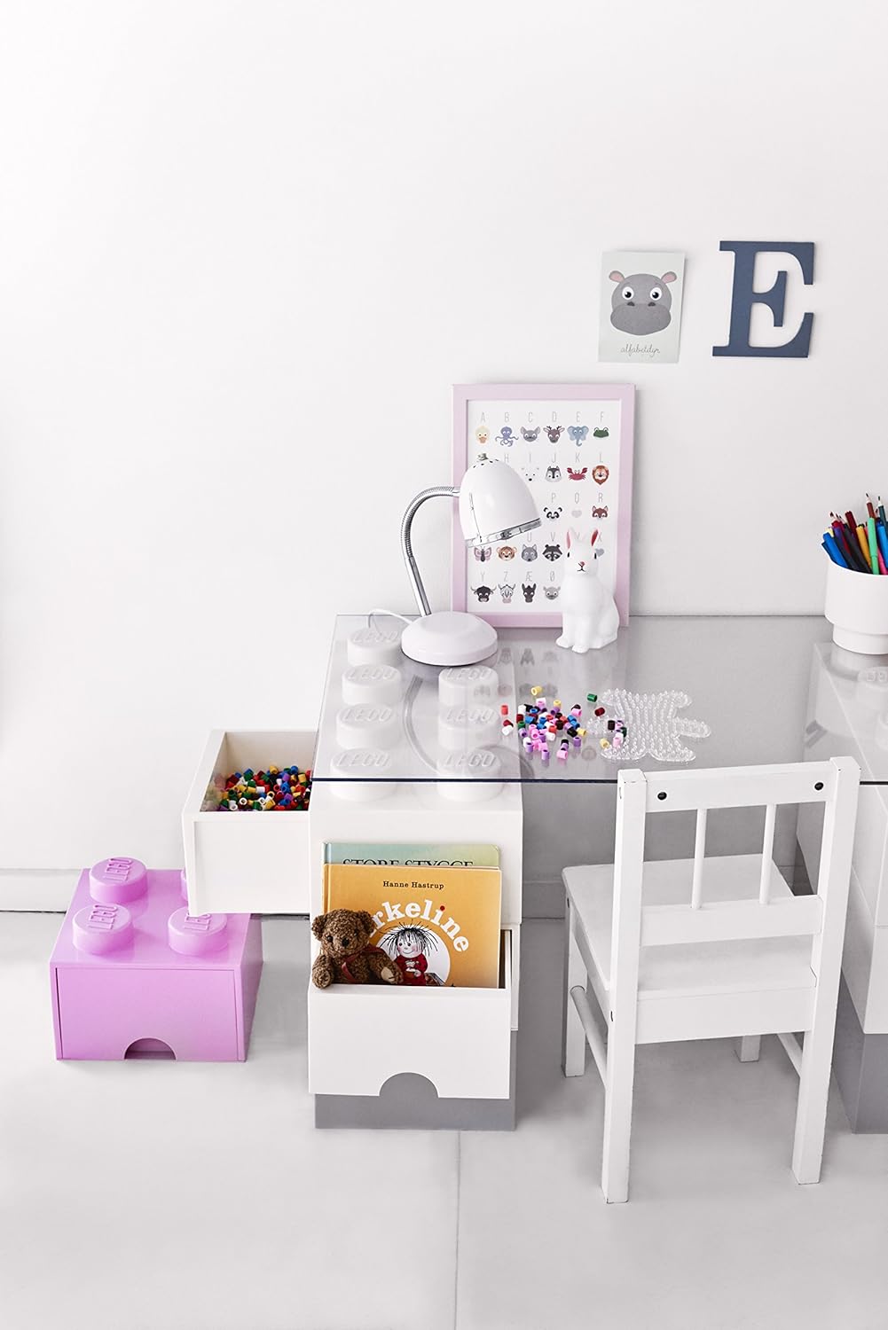 LEGO Brick Drawer, 4 Knobs, 1 Drawer, Stackable Storage Box, White: Home & Kitchen