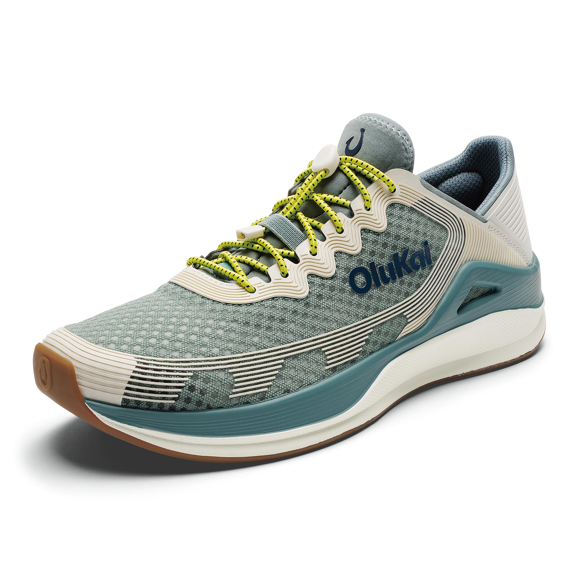 OLUKAI 'Ahi Men’s Performance Marine Shoes, Water-Ready Sneakers with Customized Lacing Fit, Lightweight & Breathable, Enhanced Grip & Traction, Seagreen/White Sand, 10.5 Image