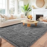 Quntue 8x10 Area Rugs for Living Room, Large Ultra Fluffy Fuzzy Shag Grey Rug for Bedroom, Modern Plush Soft High Pile Upgrade Non-Slip Gray Carpet for Kids Girls and Boys, Dorms, Home Decor Aesthetic