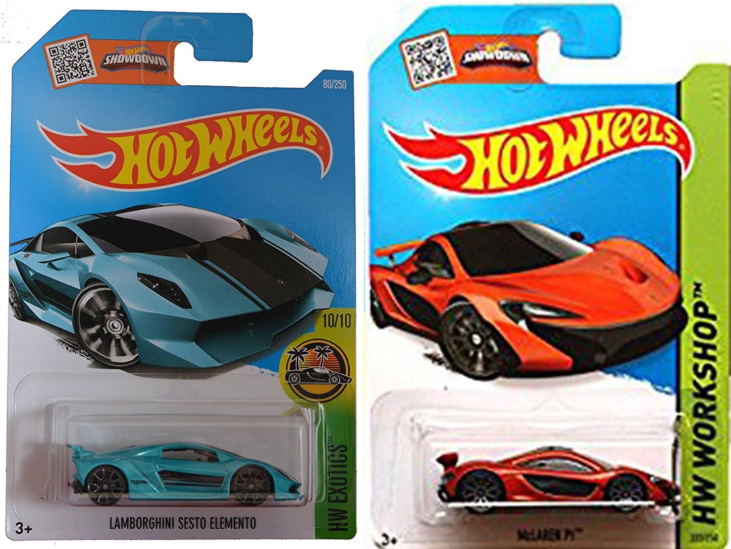 Fire Tires Hot Wheels 2015 Aqua Lamborghini Sesto Elemento and Orange Variant 2-Car Bundle Set
