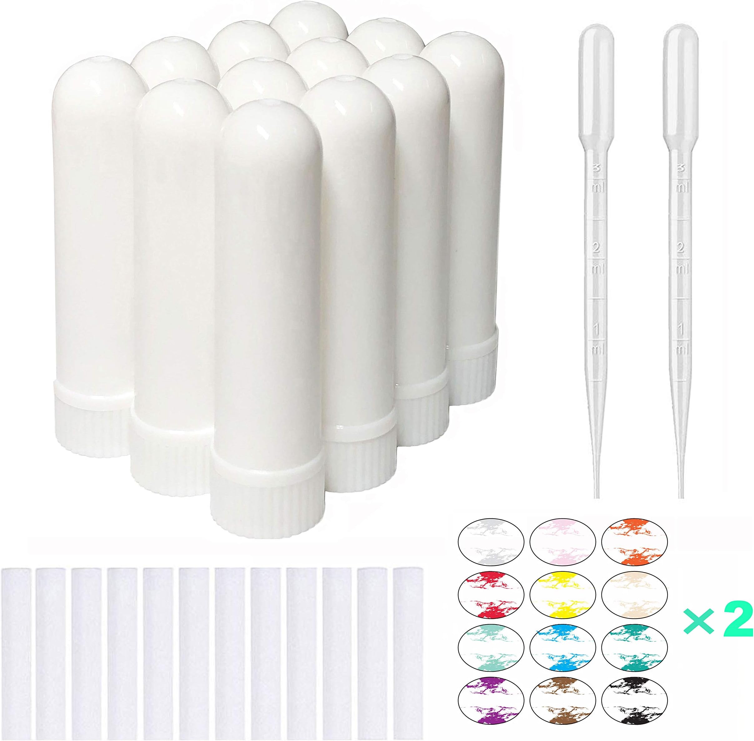 zison Nasal Inhaler Tubes - Kit Contains: 100 inhalers+110 unscented Wicks+5 Plastic Droppers+2Plastic Tweezers