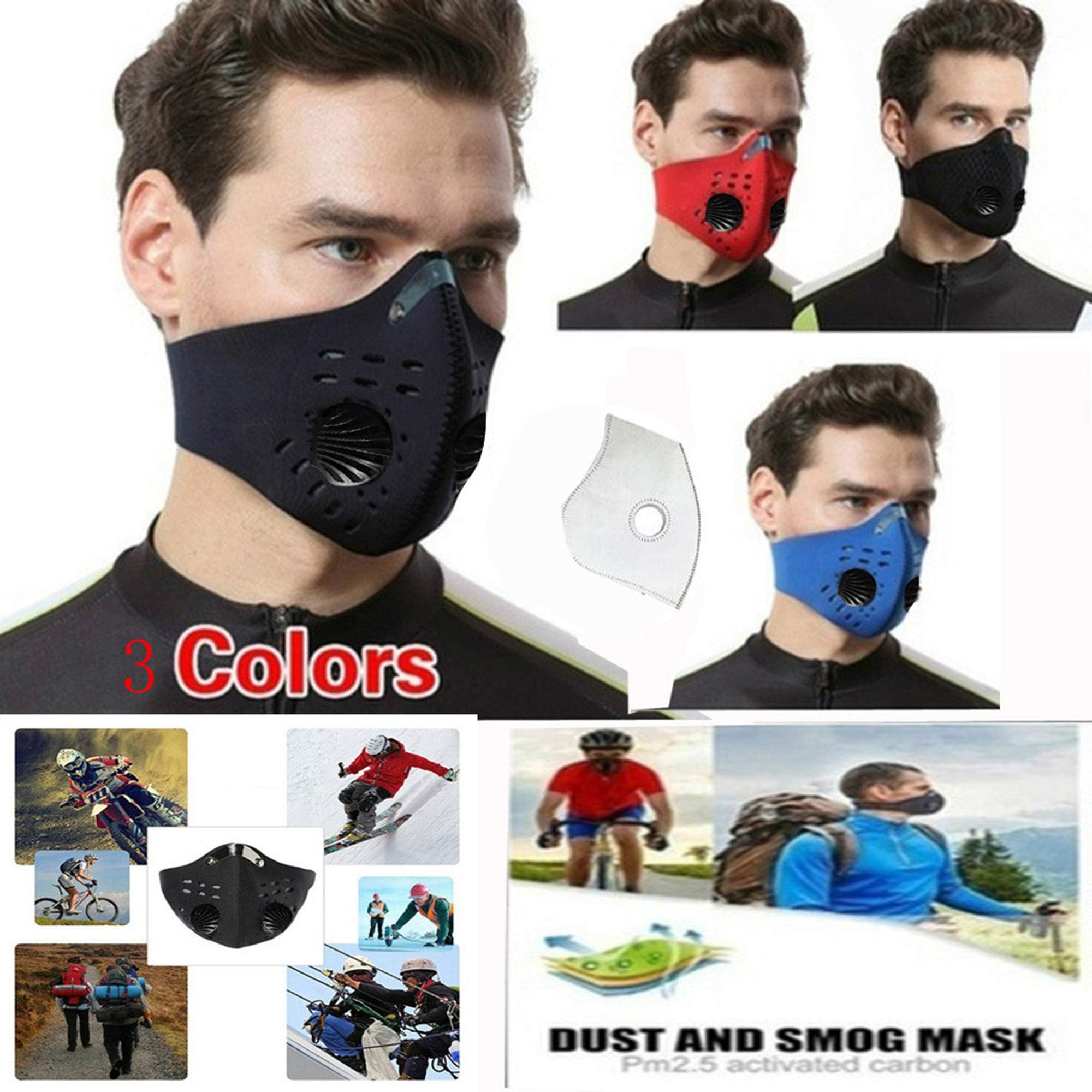 Flyalone ⭐ Dust Masks, Reusable Respirators N95 Face Masks for Allergies Woodworking Running Sanding Mowing Half Mask for Women Men, Reusable Dust Pollution Mask with 1 Activated Carbon Filter PM2.5