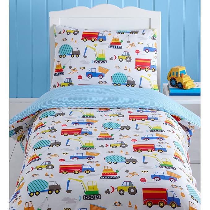 Construction Trucks Tractors Junior Toddler Cot Duvet Cover Quilt Bedding Set Amazon.co.uk Baby