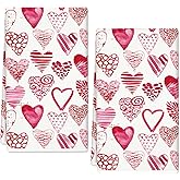 JarThenaAMCS Valentine Kitchen Towel Watercolor Heart Dish Towel 18 x 28 Inch Red Pink Hand Drying Tea Towel for Cooking Baking Party Supplies, 2Pcs