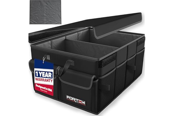 FORTEM Car Trunk Organizer, Collapsible Multi Compartment Car Organizer, Foldable SUV Storage for Car Accessories for Women M