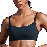 CRZ YOGA Butterbreeze Scoop Neck Sports Bras for Women - Spaghetti Straps Wireless Workout Padded Gym Cami Top