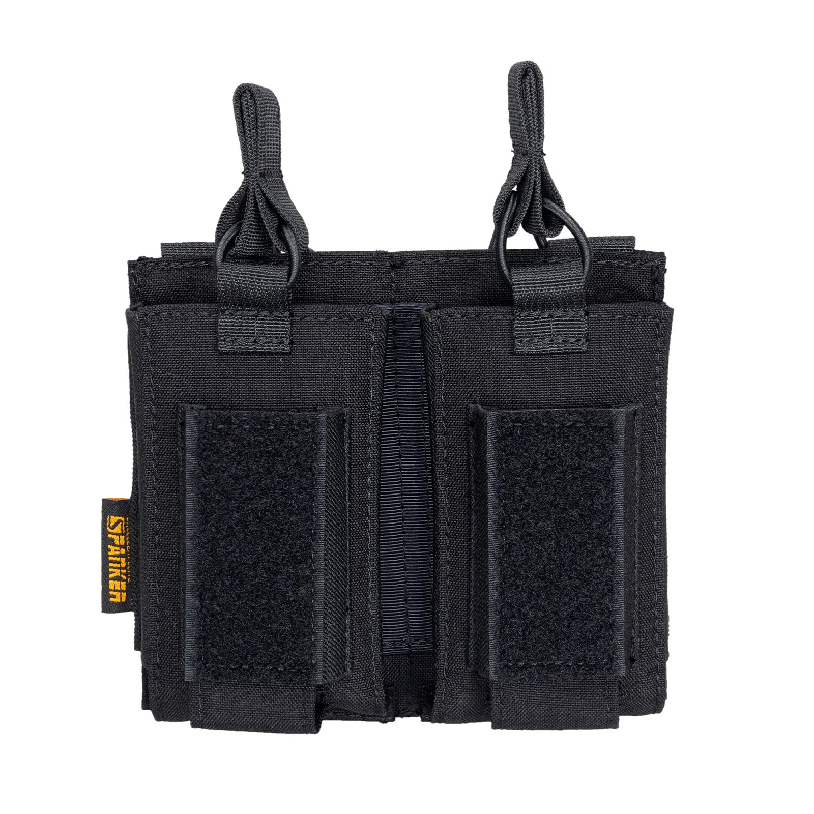 EXCELLENT ELITE SPANKER Open-Top Single/Double/Triple Mag Pouch for M4 M14 M16 AK AR Elastic Kangaroo Rifle Magazines and Pistol Mag Pouch(Double-Black)
