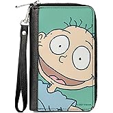 Nickelodeon Wallet, Zip Around, Rugrats Tommy Pickles Face Close Up Seafoam Green, Vegan Leather
