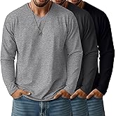 Ficerd 3 Pack Big and Tall Shirts for Men V Neck Cotton Long Sleeve Tee L-7XL Casual Loose Tops Oversized Basic T Shirts