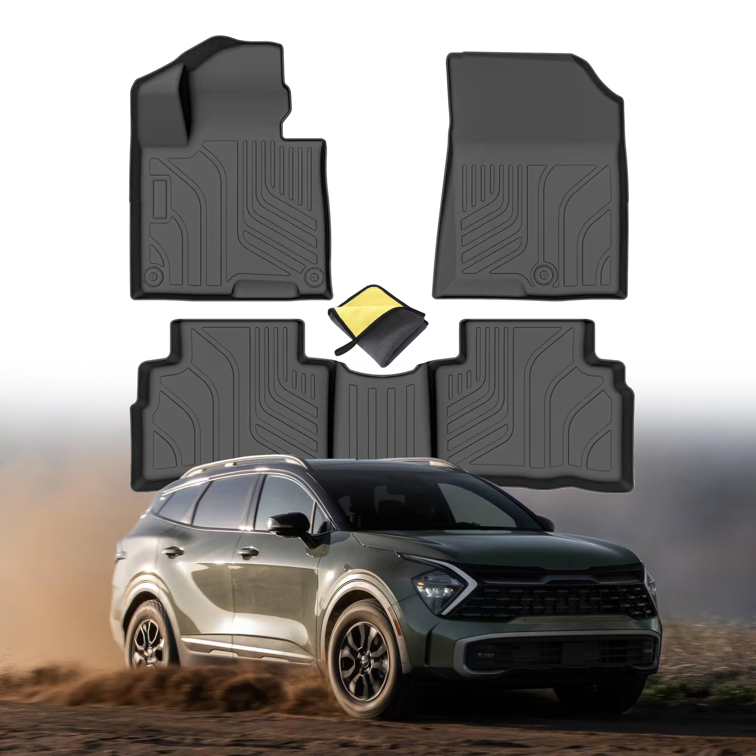 Photo 1 of ***FACTORY SEALED***SSESS Car Floor Mats for 2023 2024 2025 Kia Sportage (Not for Hybrid) Accessories,TPE All Weather Protection Floor Mats,Custom Fit 1st&2nd Row Car Floor Liners Set,Black