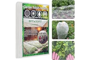 Garden Netting, 8FTx33FT Ultra Fine Mesh Protection Bird Net, Row Covers Greenhouse Plant Insect Barrier for Protect Vegetabl