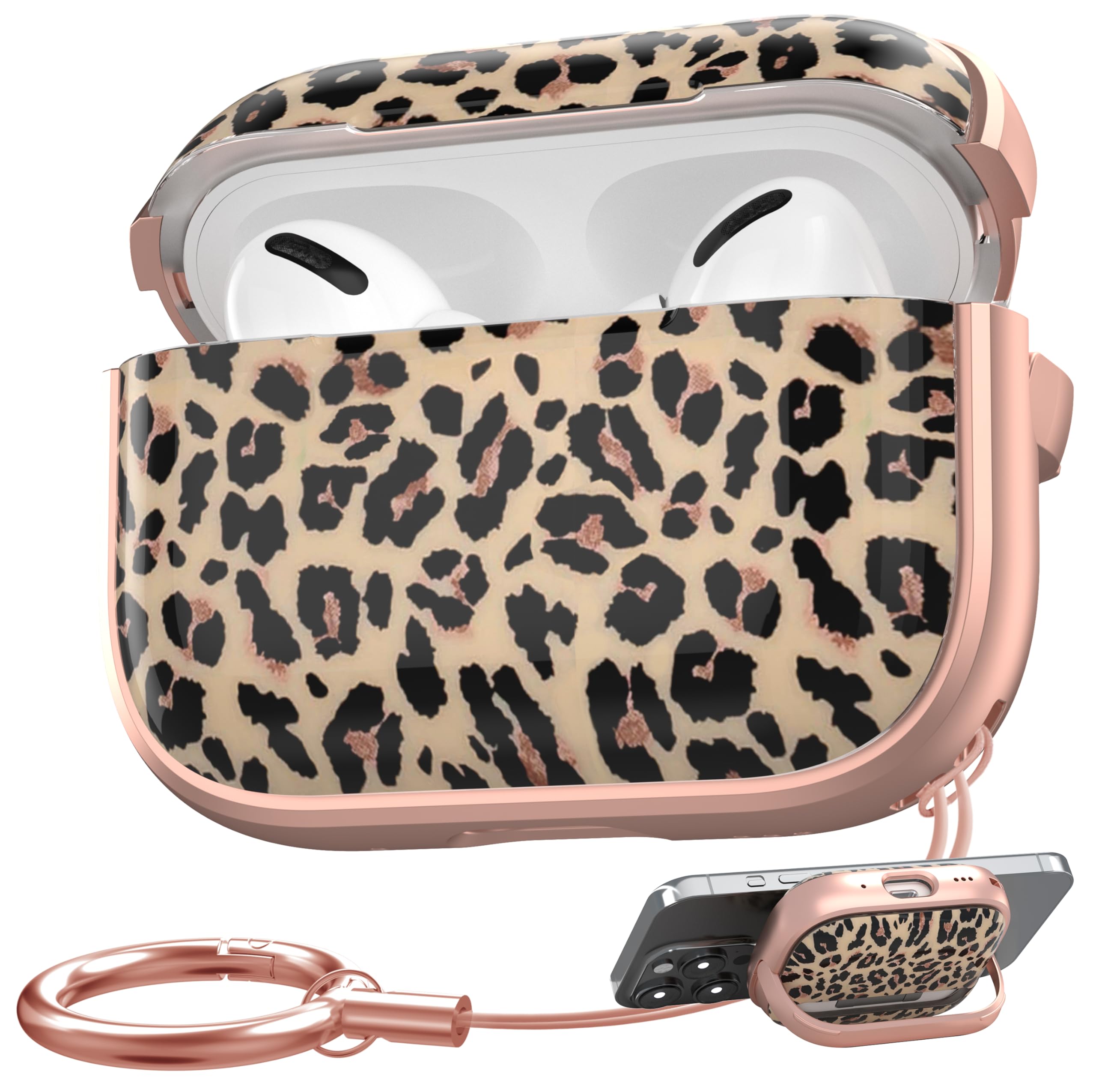 Photo 1 of Maxjoy for AirPods Pro 2nd/1st Generation Case, Cute AirPod Pro 2 Case with Safety Lock Hard iPod Pro Cover for Women Men with Keychain for AirPod Pro Cover(2023/2022/2019), Leopard