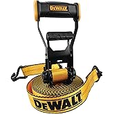 DEWALT DXBC10000J Black/Yellow 2" x 27' Ratchet Tie Down Strap with Double J-Hook - Heavy-Duty Cargo Securing (10,000 lb Break Strength)