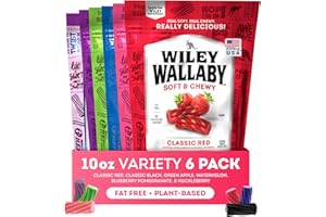 Wiley Wallaby Licorice 10 Ounce Classic Gourmet Soft & Chewy Australian Licorice Candy Twists, 6 Pack